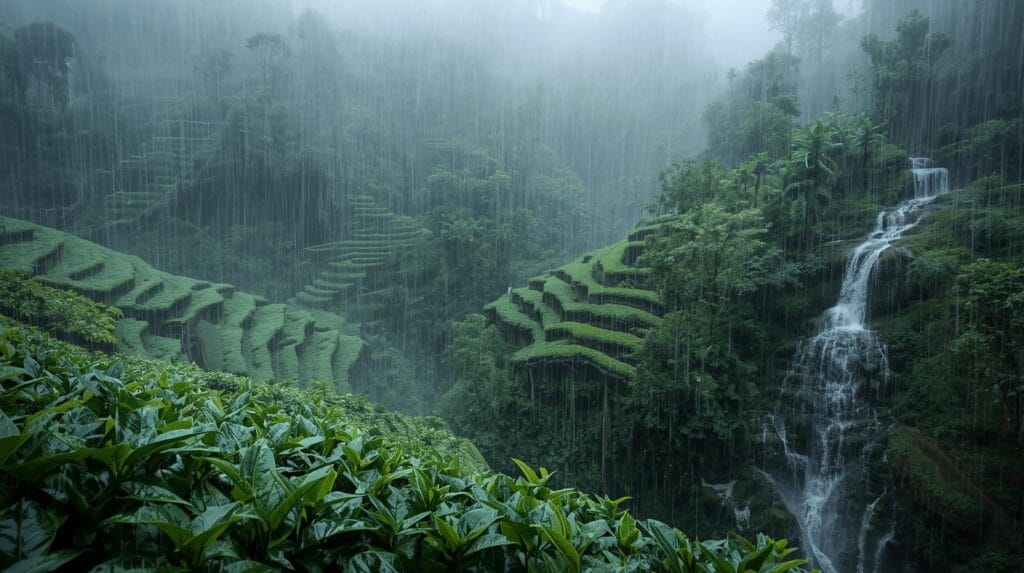 Image of excessive railfall on tea plantations